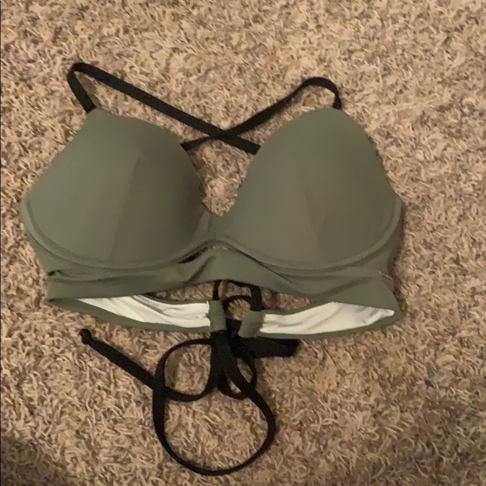 Green lace up bikini top from VS pink